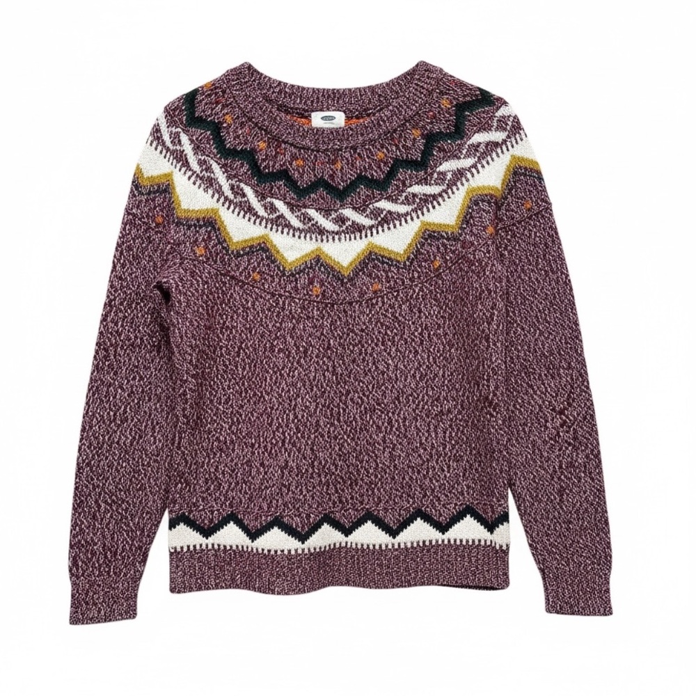 Old Navy Multicolor Purple Fair Isle Knitted Sweater Size L